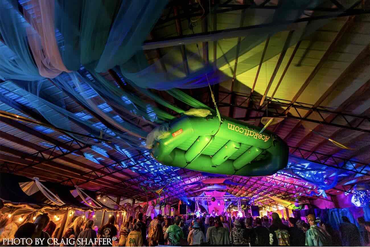ace raft hanging from ceiling of late night stage at domefest 2025