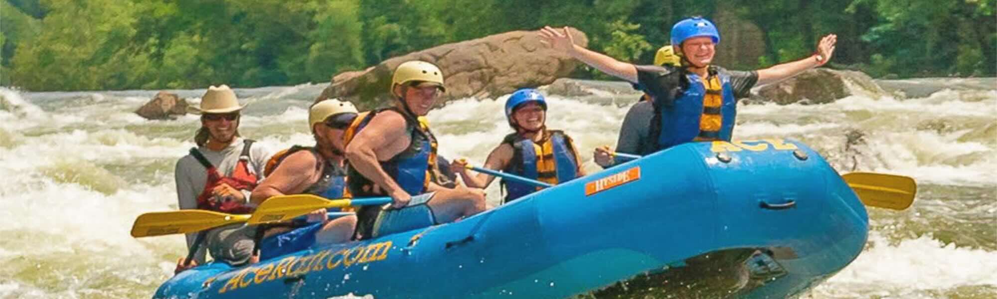 group rafting with cowboy guide zach on the new river gorge in west virginia